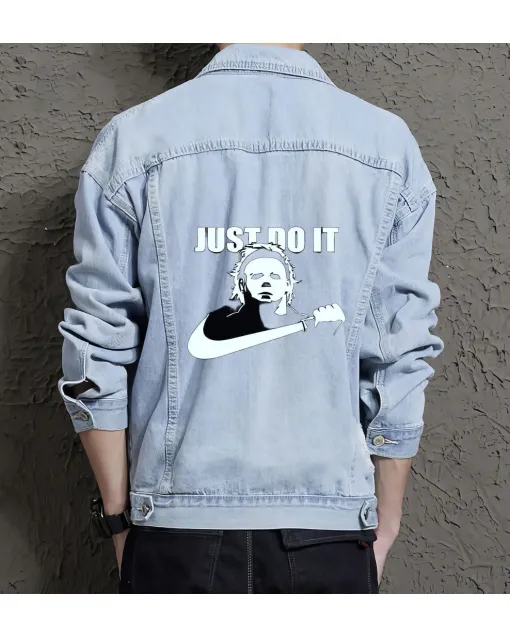 Men's Denim Jacket - Gift for Son on Relaxed Style - Leisure Activities Style for Anniversary - Fashion Fans - Light Blue - Main View