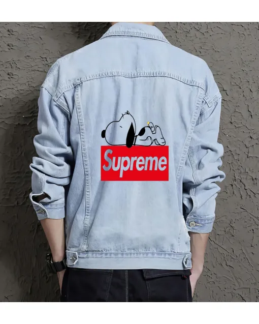 Men's Denim Jacket - Gift for Teen Boys - Vintage Style for Casual Hangouts - Just Because for Fashion Fans - Light Blue - Main View