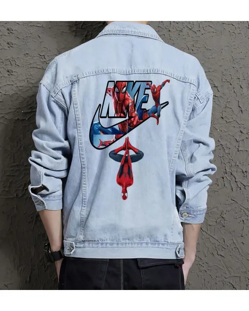 Men's Denim Jacket - Gift for Teenager on Vintage Style - Leisure Activities Style for Father's Day - Teenagers - Light Blue - Main View