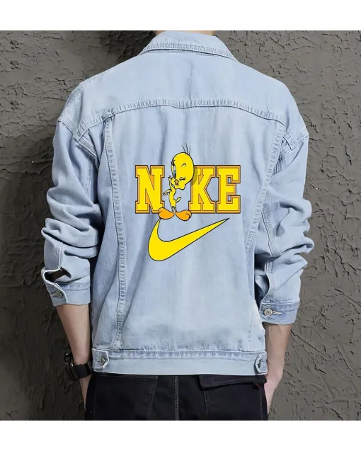Men's Denim Jacket - Perfect Present for Grandson - Button Closure - for Shopping Days - Celebration Gift - Light Blue - Main View