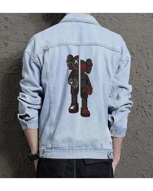 Men's Denim Jacket - Perfect Present for Son - Stylish Look - for Daily Use - Anniversary Gift - Light Blue - Main View
