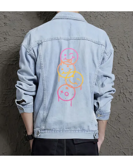Men's Denim Outerwear for Boyfriend - Great Stylish Look Gift - Street Festivals for Back to School - Active Men - Light Blue - Main View