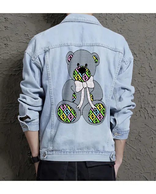 Men's Denim Outerwear for Friend - Great Versatile Design Gift - Casual Hangouts for Celebration - Street Style Lovers - Light Blue - Main View