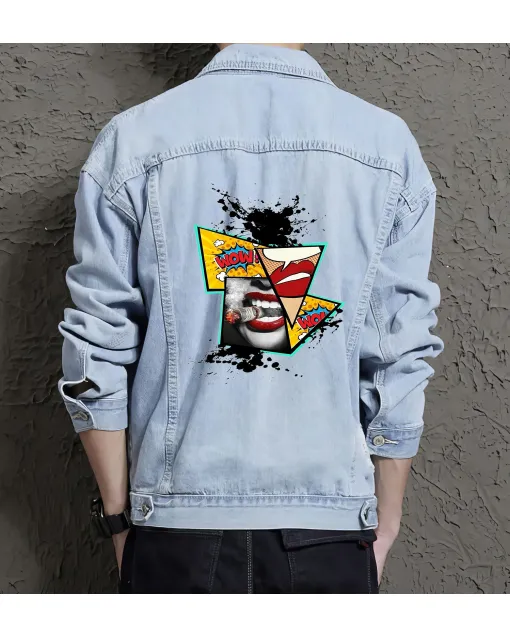 Men's Denim Outerwear for Teen Boys - Great Versatile Design Gift - Campus Style for Thank You Gift - College Students - Light Blue - Main View