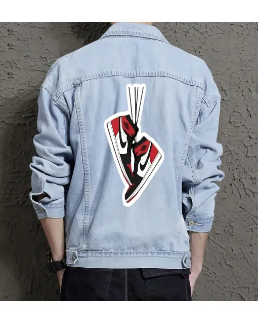 Men's Denim Outerwear - Gift for Teen Boys on Front Pockets - Coffee Dates Style for Graduation - Fashion Fans - Light Blue - Main View