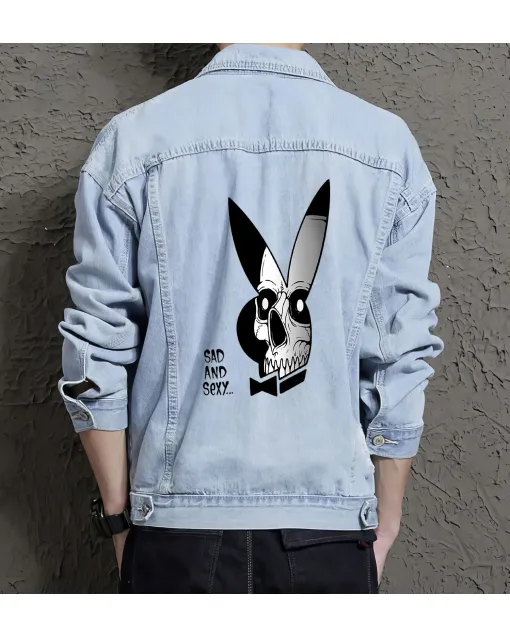 Men's Denim Outerwear - Gift for Young Man - Minimalist Design for Weekend Wear - Just Because for Modern Men - Light Blue - Main View