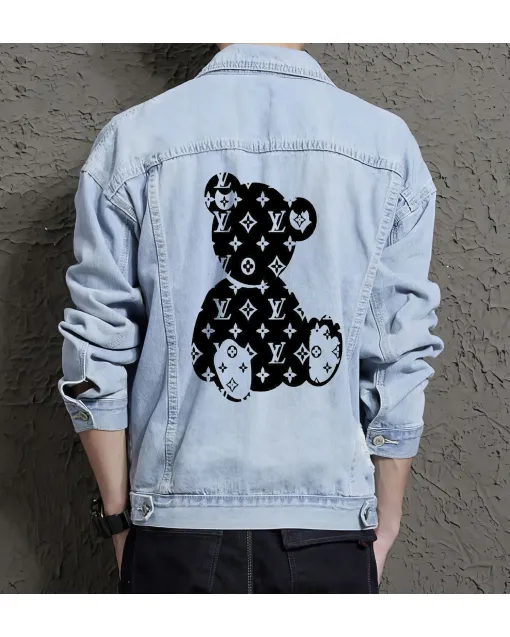 Men's Denim Outerwear - Perfect Present for Teen Boys - Clean Design - for Shopping Days - New Year Gift - Light Blue - Main View
