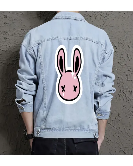 Men's Jean Jacket - for Nephew - Button Front for Campus Style - Great Gift for Anniversary Gen Z Men - Light Blue - Main View