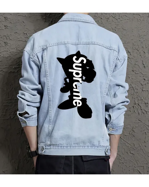 Men's Jean Jacket - Gift for Brother - Vintage Style for City Outings - Anniversary for Fashion Fans - Light Blue - Main View