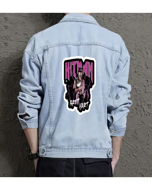 Men's Jean Jacket - Gift for College Student - Contrast Stitching for Campus Style - Christmas for Casual Dressers - Light Blue - Main View