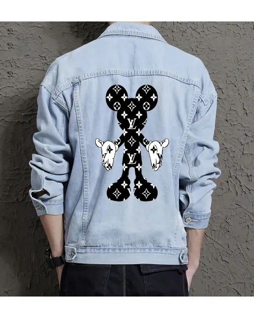 Men's Jean Jacket - Gift for Fashion Lover - Vintage Style for City Outings - Graduation for Style-conscious Men - Light Blue - Main View