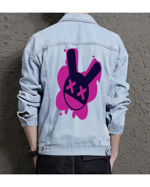 Men's Jean Jacket - Gift for Young Man on Simple Style - Shopping Days Style for Father's Day - Streetwear Enthusiasts - Light Blue - Main View