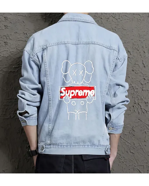 Men's Modern Denim Jacket for Teenager - Contemporary Style with Daily Use - Gift Idea for Valentine's Day Casual Dressers - Light Blue - Main View