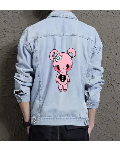 Men's Modern Denim Jacket - Gift for College Student - Stylish Look for Day Trips - Father's Day for Active Men - Light Blue - Main View