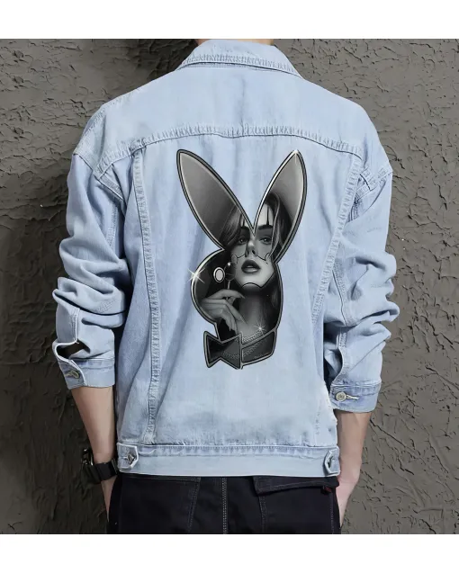 Men's Modern Denim Jacket - Gift for Young Man on Stylish Look - Casual Fridays Style for Valentine's Day - Casual Dressers - Light Blue - Main View