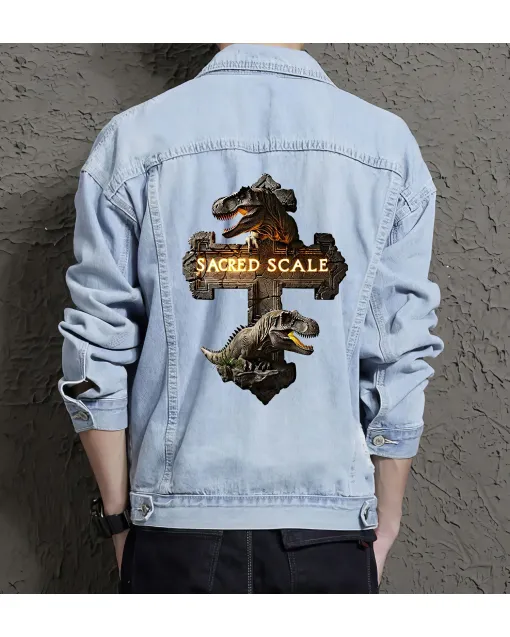 Men's Relaxed Fit Jean Jacket - Gift for College Student - Chest Pockets for Social Events - Special Occasion for Street Style Lovers - Light Blue - Main View