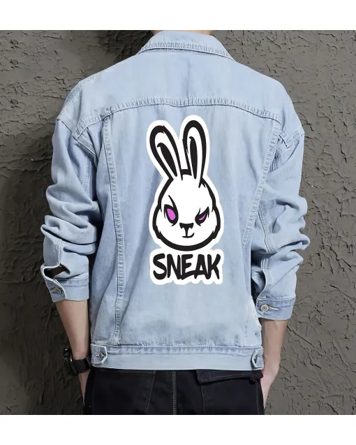 Men's Relaxed Fit Jean Jacket - Gift for Fashion Lover - Relaxed Style for Social Events - Holiday Season for College Students - Light Blue - Main View