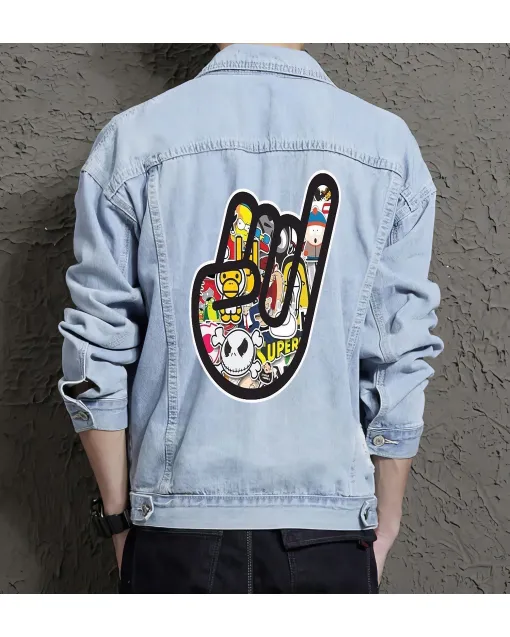 Men's Relaxed Fit Jean Jacket - Gift for Young Man - Button Front for Casual Fridays - Valentine's Day for Street Style Lovers - Light Blue - Main View