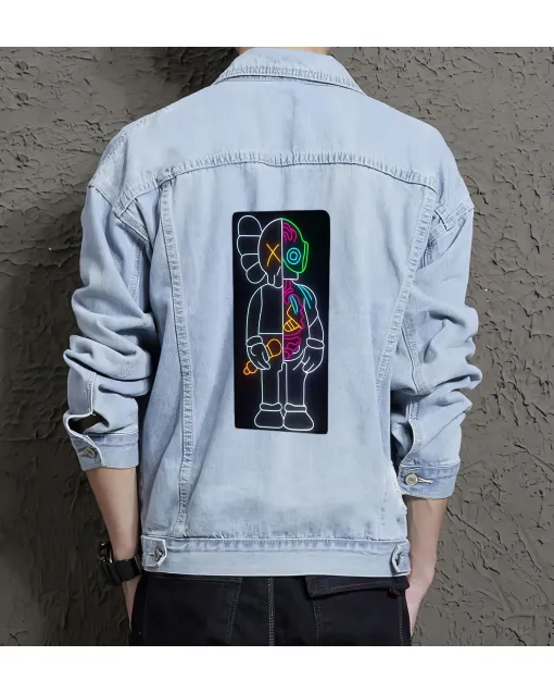 Men's Relaxed Fit Jean Jacket - Perfect Present for Boyfriend - Vintage Style - for Casual Fridays - Valentine's Day Gift - Light Blue - Main View