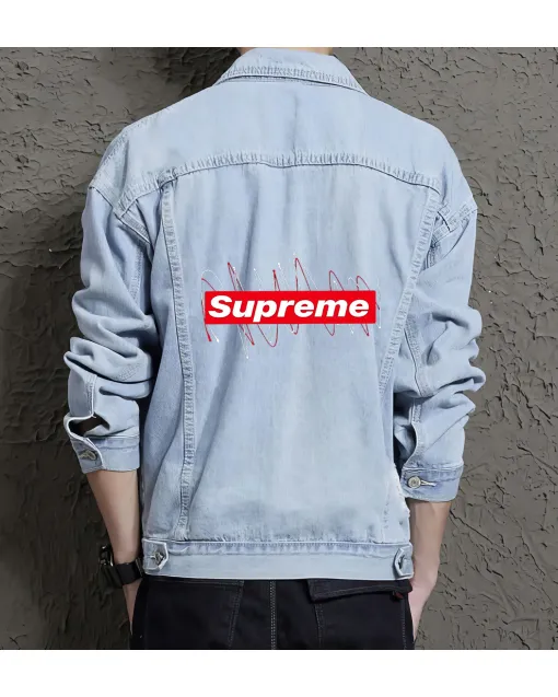 Men's Relaxed Fit Jean Jacket - Perfect Present for Boyfriend - Regular Cut - for City Outings - Just Because Gift - Light Blue - Main View