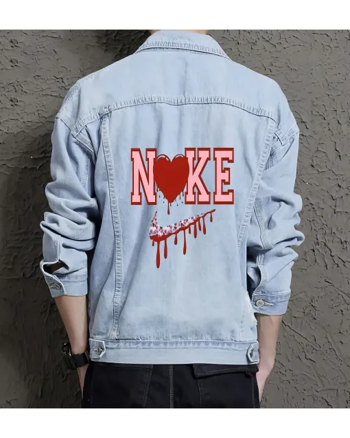 Men's Street Style Denim Jacket - Gift for Graduate - Simple Style for Shopping Days - Christmas for Gen Z Men - Light Blue - Main View