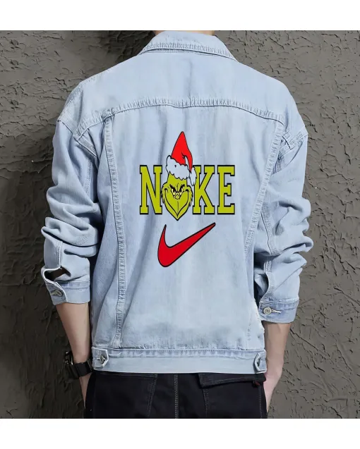 Men's Street Style Denim Jacket - Gift for Nephew - Button Closure for Coffee Dates - Anniversary for Gen Z Men - Light Blue - Main View