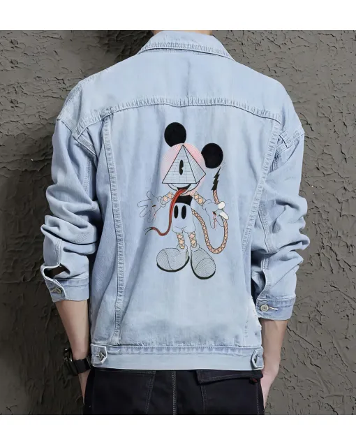 Men's Street Style Denim Jacket - Gift for Nephew - Regular Cut for Weekend Wear - Birthday for Street Style Lovers - Light Blue - Main View