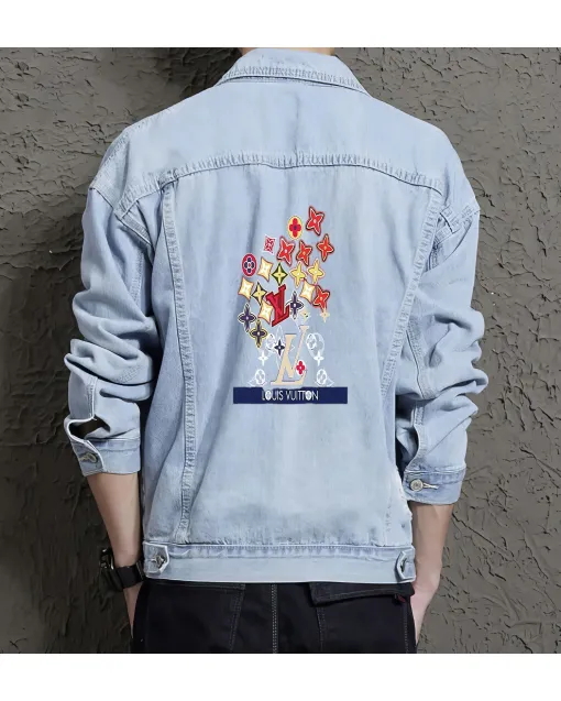 Men's Street Style Denim Jacket - Gift for Teenager on Minimalist Design - School Wear Style for Thank You Gift - Trend Followers - Light Blue - Main View