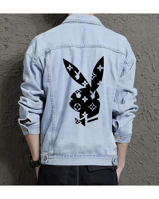 Men's Street Style Denim Jacket - Gift Idea for Dad - Front Pockets for Street Style - Perfect for Holiday Season - Light Blue - Main View