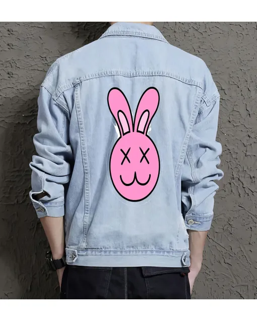 Men's Street Style Denim Jacket - Gift Idea for Dad - Classic Fit for School Wear - Perfect for College Start - Light Blue - Main View