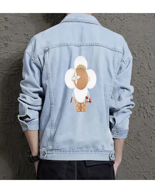 Men's Street Style Denim Jacket - Gift Idea for Grandson - Relaxed Style for School Wear - Perfect for Graduation - Light Blue - Main View