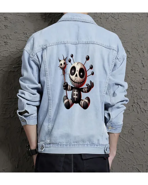 Men's Street Style Denim Jacket - Gift Idea for Him - Clean Design for City Outings - Perfect for Holiday Season - Light Blue - Main View