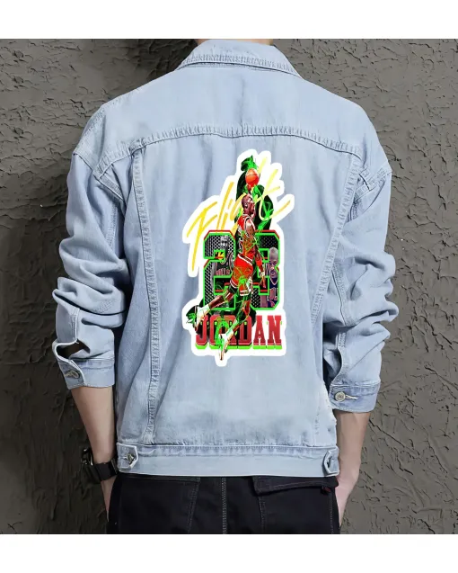 Men's Street Style Denim Jacket - Perfect Present for Son - Urban Design - for Casual Meetups - Holiday Season Gift - Light Blue - Main View