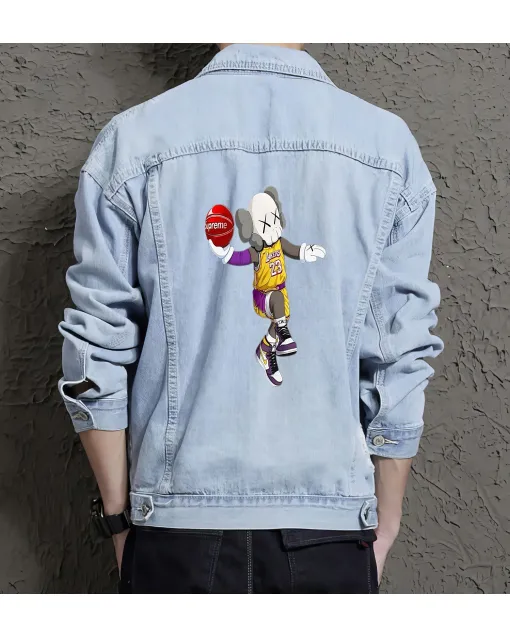 Men's Urban Jean Jacket for Graduate - Contemporary Style with Day Trips - Gift Idea for Thank You Gift Streetwear Enthusiasts - Light Blue - Main View