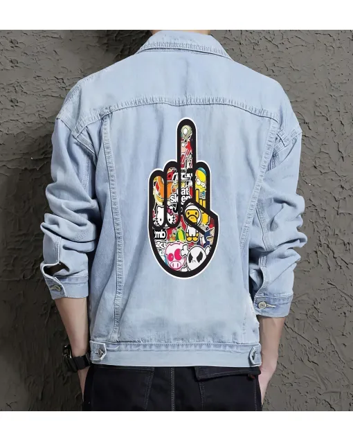 Men's Urban Jean Jacket for Grandson - Vintage Style with Street Style - Gift Idea for College Start Teenagers - Light Blue - Main View
