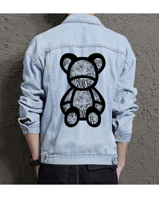Men's Urban Jean Jacket - for Young Man - Button Closure for Music Events - Great Gift for Birthday Trend Followers - Light Blue - Main View