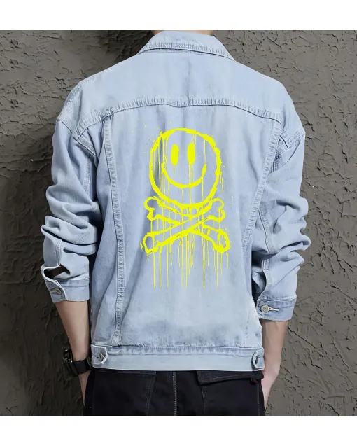 Men's Urban Jean Jacket - Gift for Friend on Regular Cut - Street Style Style for College Start - Teenagers - Light Blue - Main View