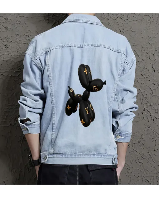 Men's Urban Jean Jacket - Gift for Grandson on Contrast Stitching - Shopping Days Style for Valentine's Day - Style-conscious Men - Light Blue - Main View
