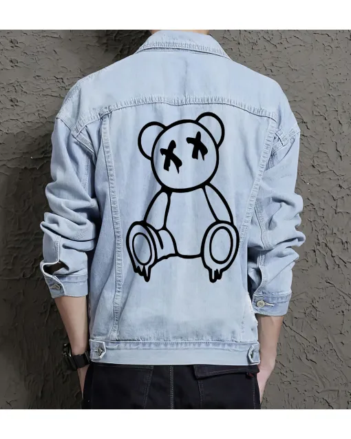 Men's Urban Jean Jacket - Gift for Grandson - Vintage Style for Casual Meetups - Congratulations for Young Men - Light Blue - Main View