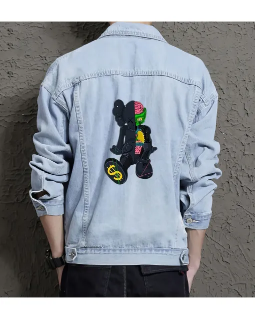 Men's Urban Jean Jacket - Gift for Husband on Simple Style - Weekend Wear Style for Graduation - Fashion-forward Men - Light Blue - Main View