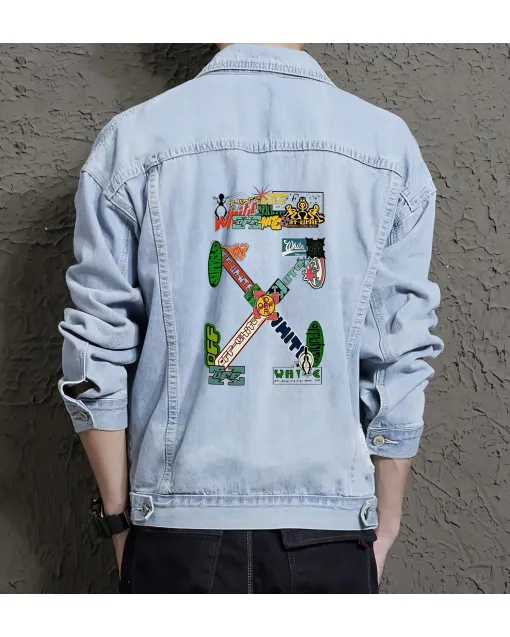 Men's Urban Jean Jacket - Gift Idea for Grandson - Vintage Style for Urban Fashion - Perfect for Christmas - Light Blue - Main View