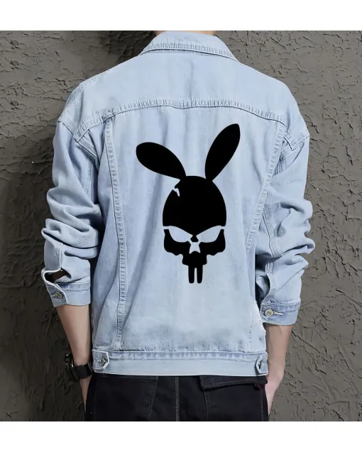 Men's Urban Jean Jacket - Gift Idea for Him - Vintage Style for School Wear - Perfect for Christmas - Light Blue - Main View
