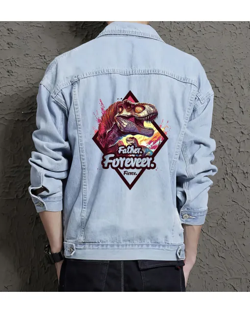 Men's Urban Jean Jacket - Gift Idea for Teen Boys - Vintage Style for Daily Use - Perfect for Thank You Gift - Light Blue - Main View