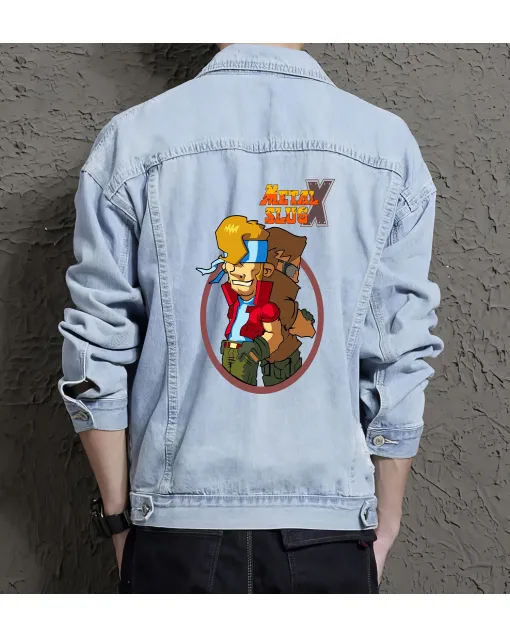 Metal Slug Denim Jacket for Men – Gift for Video Game Fans – Christmas Gift - Light Blue - Main View