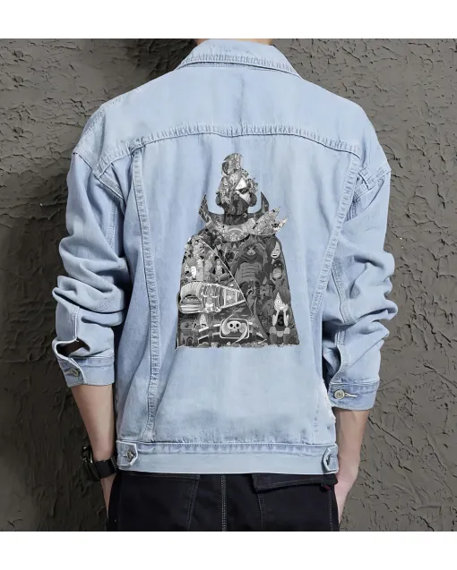 Naruto Jean Jacket for Men – Gift for Anime Fans – Birthday Present - Light Blue - Main View