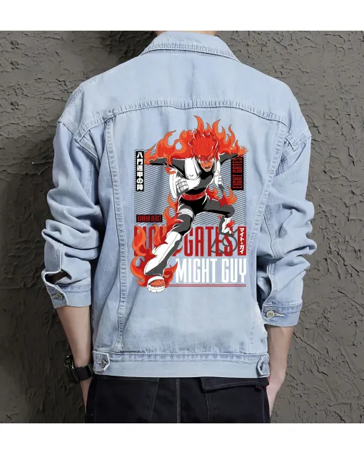 Naruto Jean Jacket for Men – Gift for Anime Fans – Christmas Gift - Light Blue - Main View