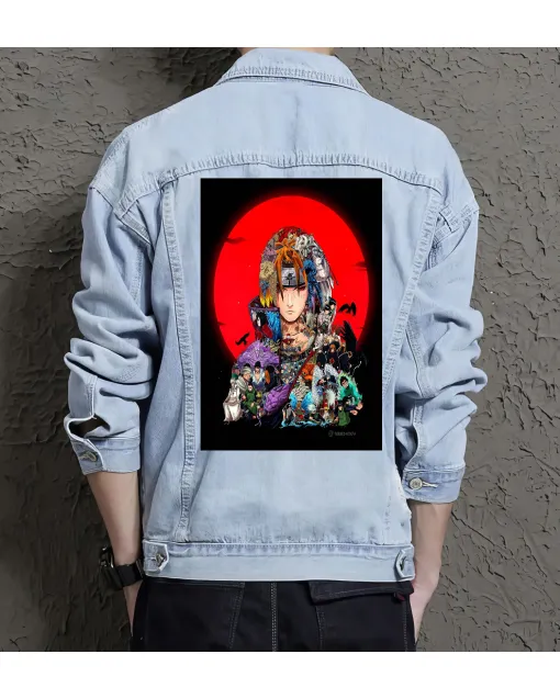 Naruto Jean Jacket for Men – Gift for Anime Fans – Christmas Gift - Light Blue - Main View