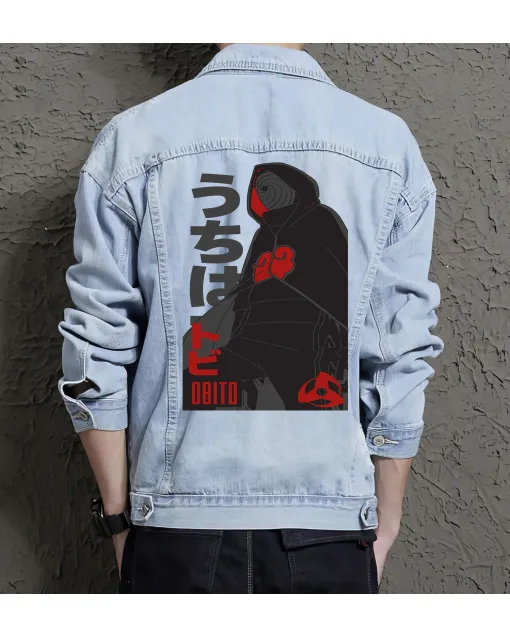 Naruto Jean Jacket for Men – Gift for Anime Fans – Christmas Gift - Light Blue - Main View