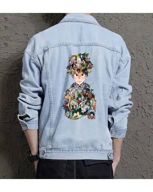 Naruto Jean Jacket for Men – Gift for Anime Fans – Christmas Gift - Light Blue - Main View