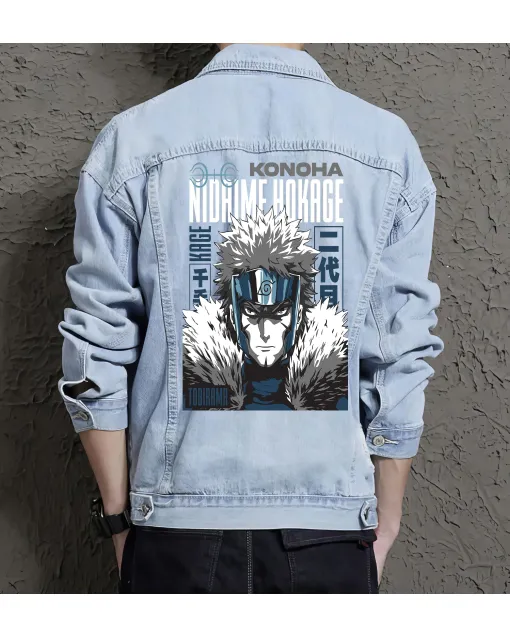 Naruto Jean Jacket for Men – Gift for Anime Fans – Christmas Gift - Light Blue - Main View